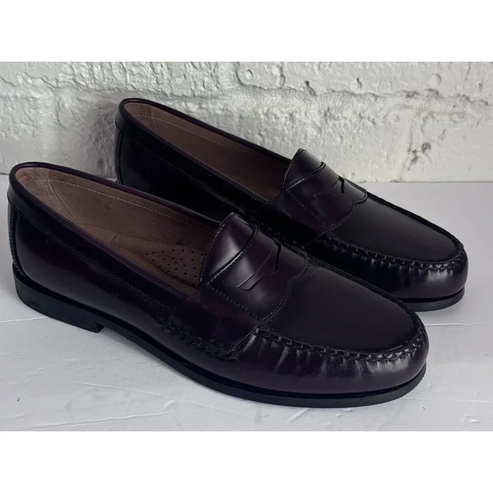 Johnston & Murphy Men's Burgundy Leather Penny Loafers US Size 10 M